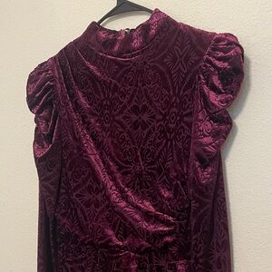 Vici Burgundy Velvet Long Sleeve Dress